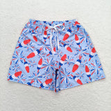 Blue firework popsicle adult men 4th of july swim trunks