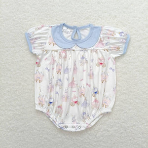 Short sleeves carriage princess baby girls romper