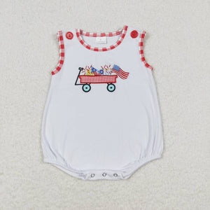 White sleeveless flag baby boys 4th of July bubble