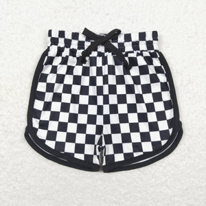 Black plaid baby girls summer shorts