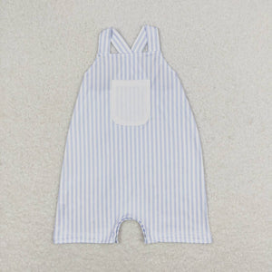 Stripe straps pocket baby boy summer romper