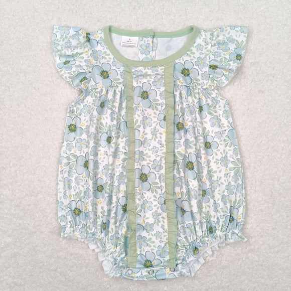 Flutter sleeves floral baby girls summer romper