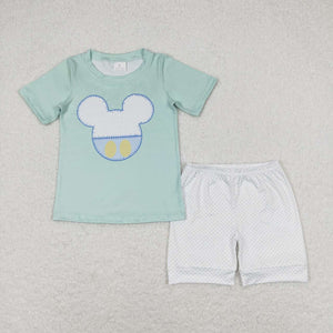 Short sleeves mouse top polka dots shorts boys clothes