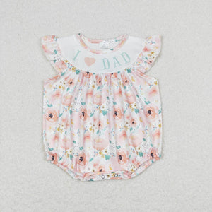 I love DAD floral baby girls romper