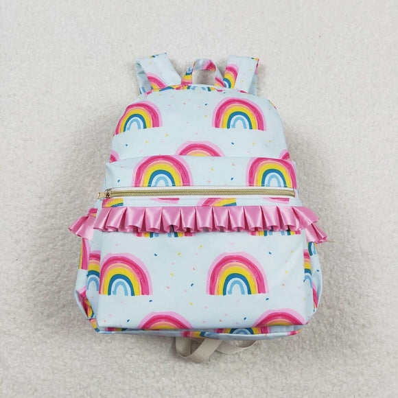 Colorful rainbow ruffle kids girls backpack