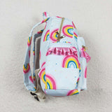 Colorful rainbow ruffle kids girls backpack
