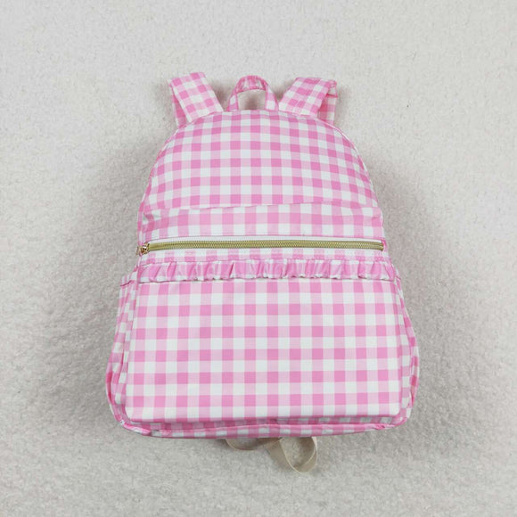 BA0086-- High quality pink plaid print backpack