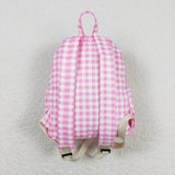 BA0086-- High quality pink plaid print backpack