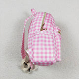 BA0086-- High quality pink plaid print backpack