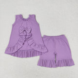GSSO0520- summer light purple shirt girls outfits