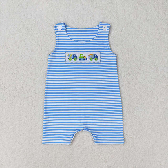 Embroidery Sleeveless stripe constructions baby boy romper