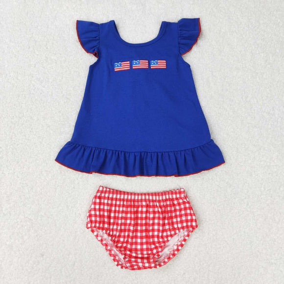 Flag backless tunic plaid bummies girls 4th of july clothes