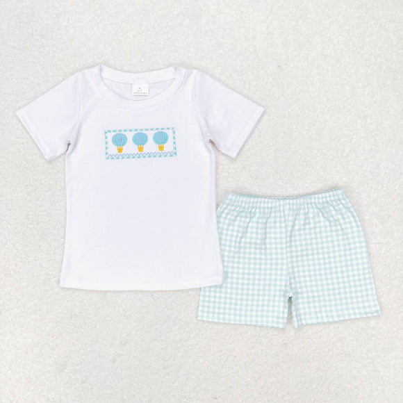 Embroidery Hot air balloon top shorts boys summer clothes