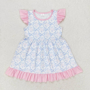 Flutter sleeves pink floral baby girls summer dress