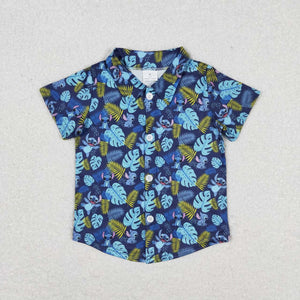 Blue koala shor sleeves boys button down shirt