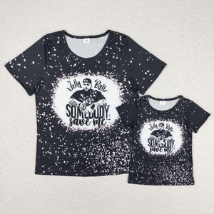 singer print kids and adult summer black T-Shirts