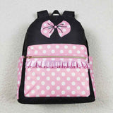 Pink polka dots bow mouse girls backpack