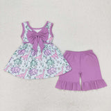 GSSO0533-summer dinosaur pink purple green girls outfits