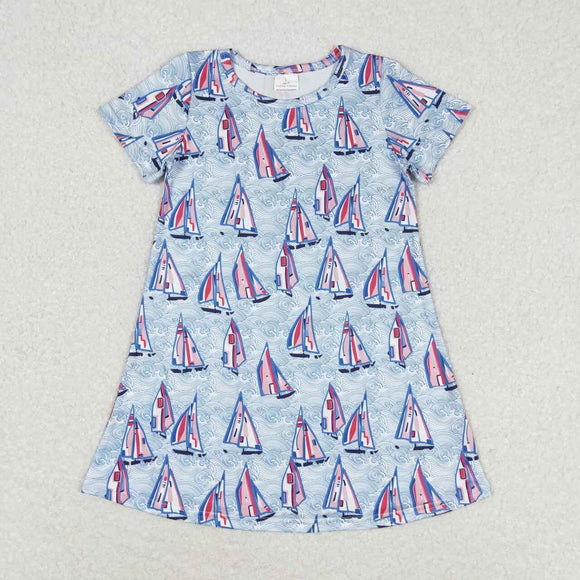 Short sleeves boat kids girls summer dress