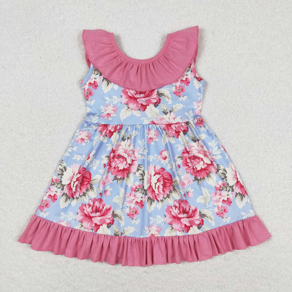 GSD0723-- flower pink short sleeve girls dress