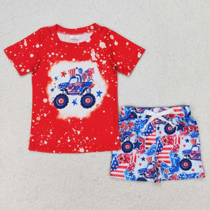 Stars balloon flag truck kids boys 4th of july outfits