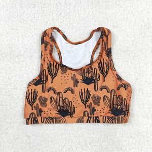 Sleeveless brown cactus baby girls shirt