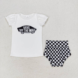 White skateboard top plaid bummies baby clothes