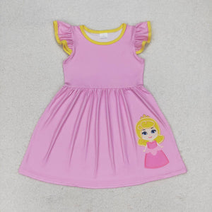 Flutter sleeves pink princess baby girls dresses