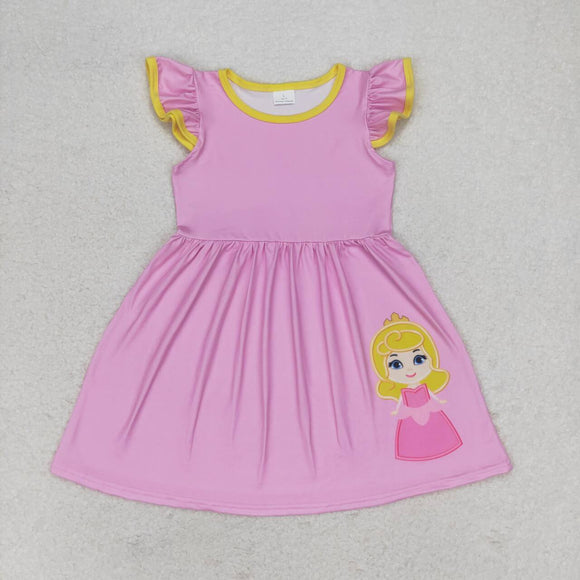 Flutter sleeves pink princess baby girls dresses