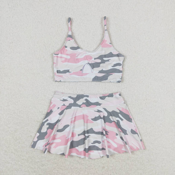Pink camo 2 pcs mommy and me girls summer swimsuit