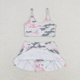 Pink camo 2 pcs mommy and me girls summer swimsuit