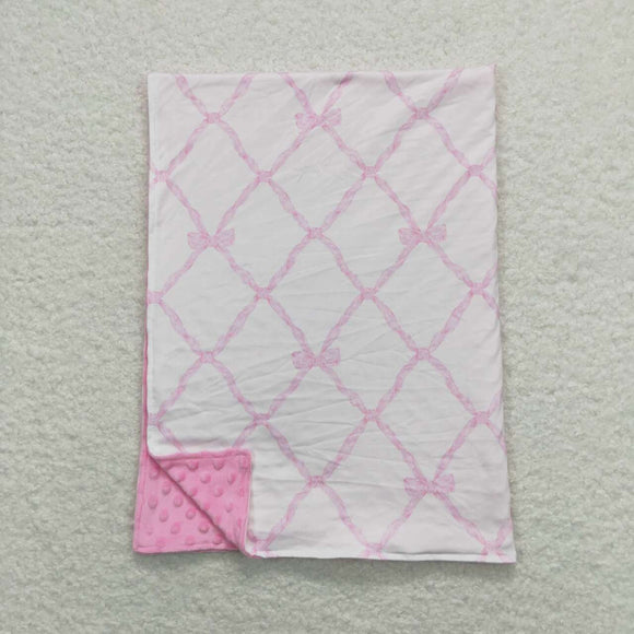 Pink bow baby girls blankets