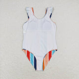 Stripe mommy and me kids girls summer swimsuit