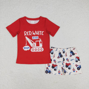 Red white boom constructions boys 4th of july clothes