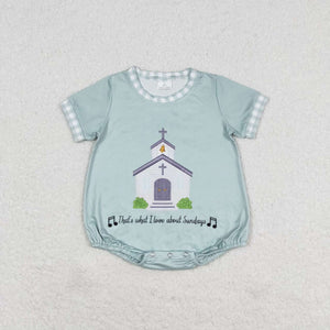 Short sleeves cross church baby kids romper