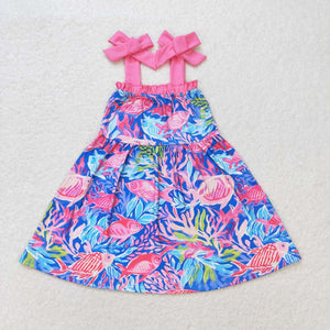 Straps watercolor fish baby girls summer dress