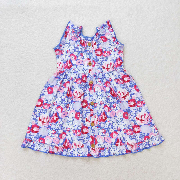 Sleeveless lavender floral baby girls summer dress