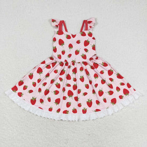 Flutter sleeves strawberry kids girls dresses