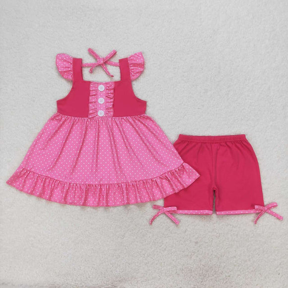 Hot pink polka dots tunic shorts princess girls clothes