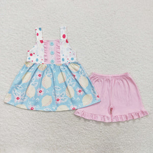 Straps lemon floral tunic pink shorts girls clothing