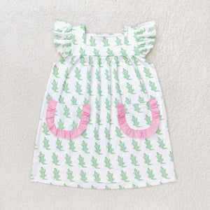 Flutter sleeves crocodile pockets girls summer dress