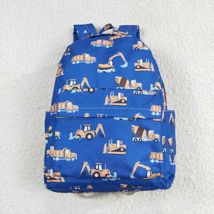 Blue constructions kids boys backpack