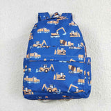 Blue constructions kids boys backpack