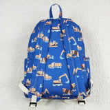 Blue constructions kids boys backpack