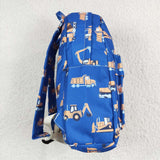 Blue constructions kids boys backpack