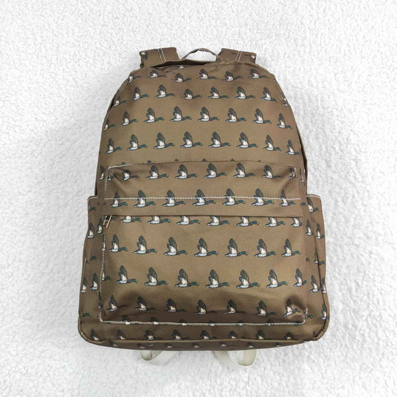 Brown duck print kids boys backpack