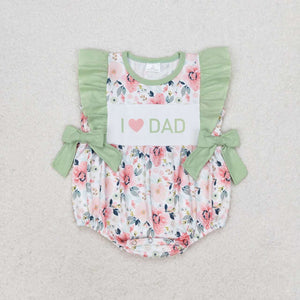 I love DAD mint floral baby girls father's day romper