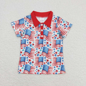 BT0565-- 4th July flag short sleeve top