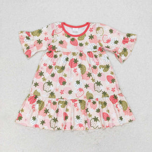 Short sleeves strawberry baby girls dresses