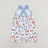 Strap firework popsicle USA baby boys 4th of july romper